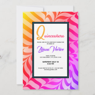 Rainbow Calligraphy Psychedelic Tiger Stripes Invitation