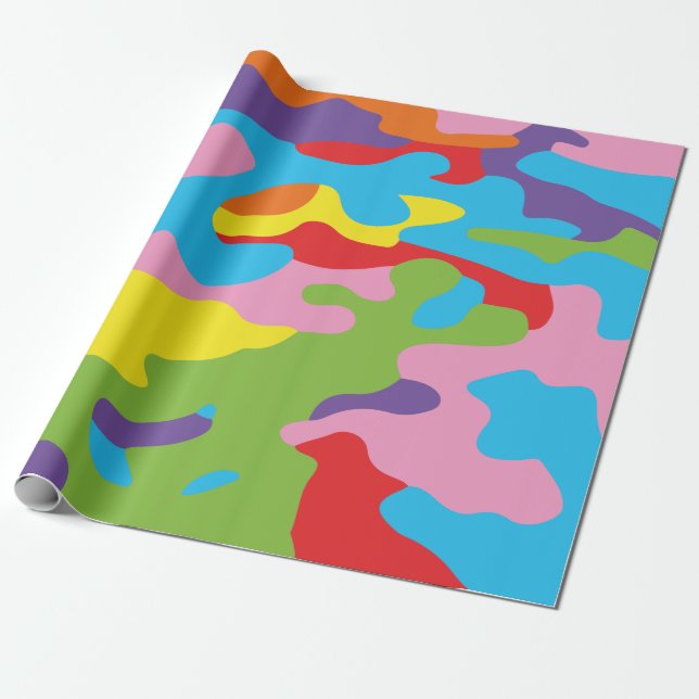 Rainbow camouflage wrapping paper (Unrolled)