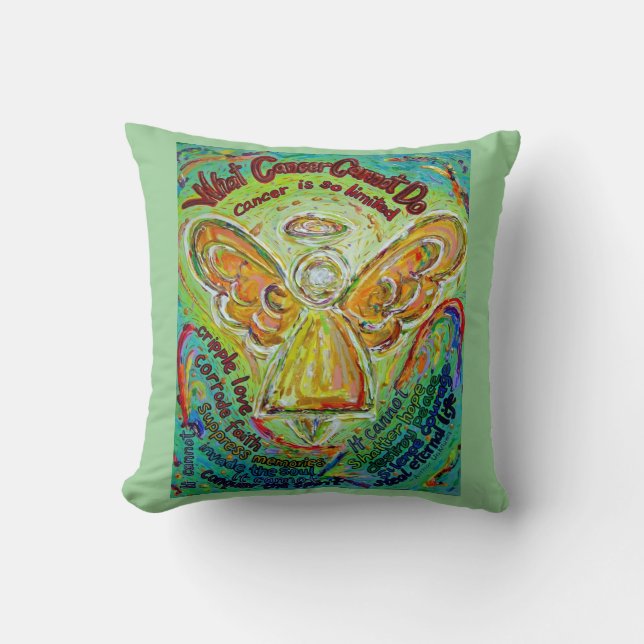 Rainbow Cancer Angel Decorative Throw Pillow (Front)