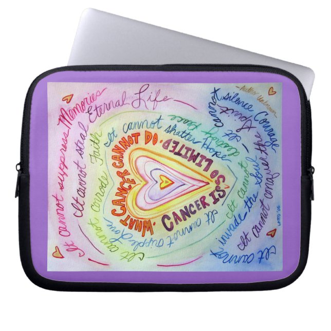 Rainbow Cancer Heart Computer Sleeve Electronics (Front)