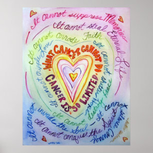 Rainbow Cancer Heart Poster Art  Painting Print