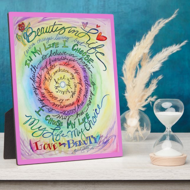 Rainbow Cancer Poem Affirmation Art Plaque (Side)