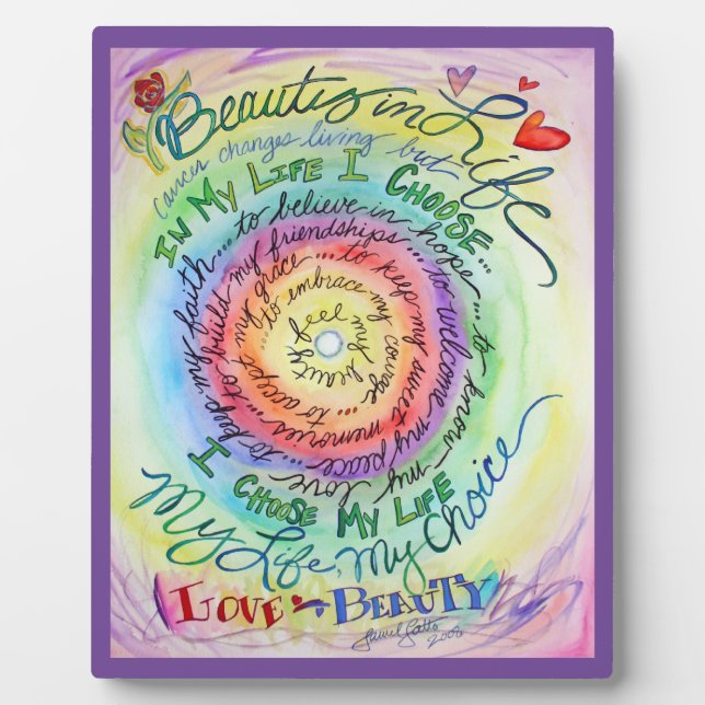 Rainbow Cancer Poem Affirmation Art Print Plaque (Front)