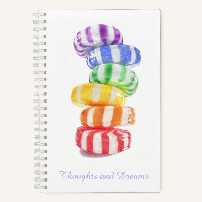 RAINBOW CANDY 5.5x8.5 Spiral Notebook + Text (Front)