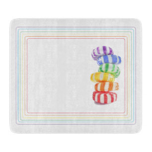 RAINBOW CANDY 6x7 Glass Cutting Board