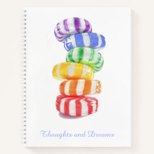 RAINBOW CANDY 8.5x11 Spiral Notebook + Text