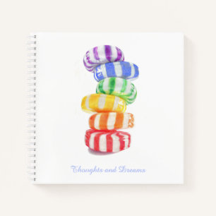 RAINBOW CANDY 8.5x8.5 Spiral Notebook + Text