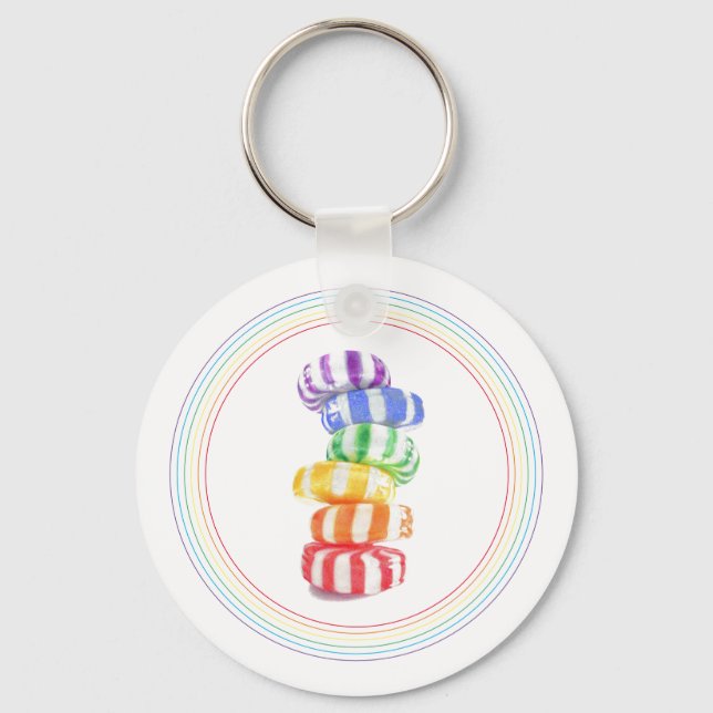 RAINBOW CANDY Aluminium Circle Keychain (Front)