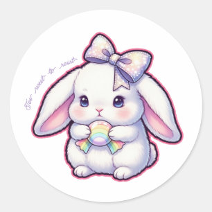 Rainbow Candy Bunny - Sweet Dreamy Treat Kawaii Classic Round Sticker