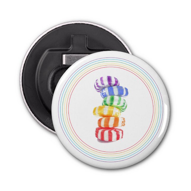 RAINBOW CANDY Button Bottle Opener (Front)