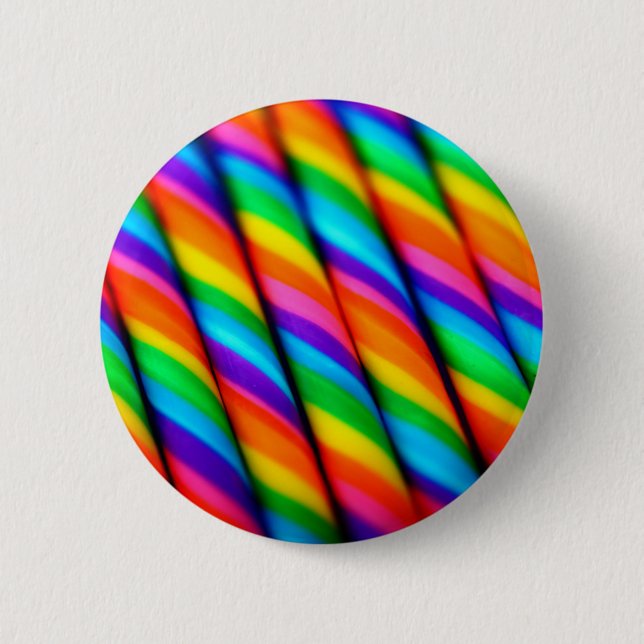 Rainbow Candy Cane 6 Cm Round Badge (Front)
