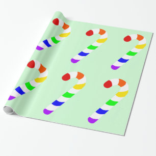 Rainbow Candy Cane Christmas Wrapping Paper