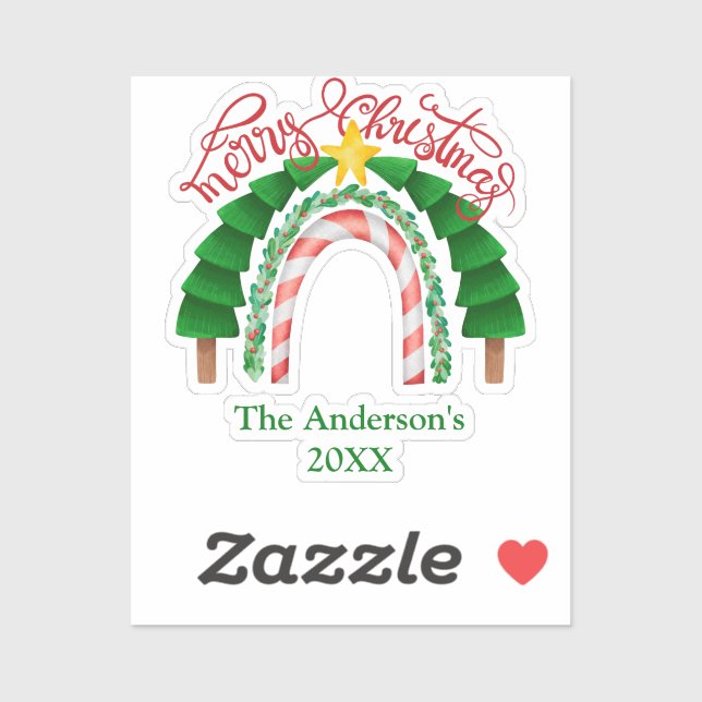  Rainbow Candy Cane Red Green Christmas Trees  (Sheet)