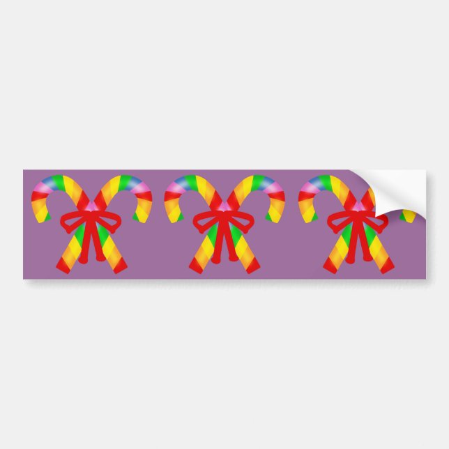 Rainbow Candy Canes Bumper Sticker (Front)