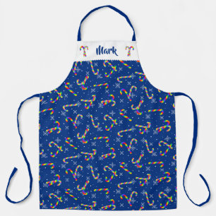 Rainbow Candy Canes Christmas Apron