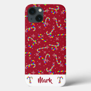 Rainbow Candy Canes Christmas iPhone 13 Case
