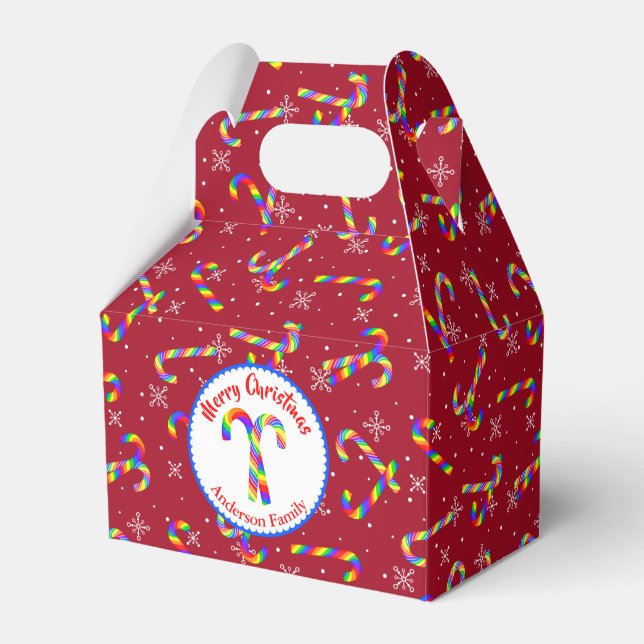 Rainbow Candy Canes Christmas Favour Box (Front Side)