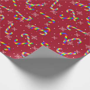Rainbow Candy Canes Christmas Wrapping Paper