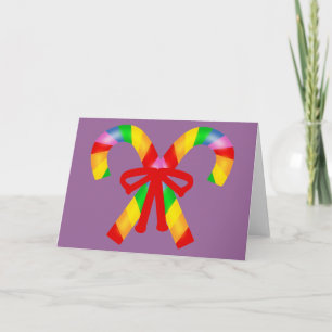 Rainbow Candy Canes Holiday Card