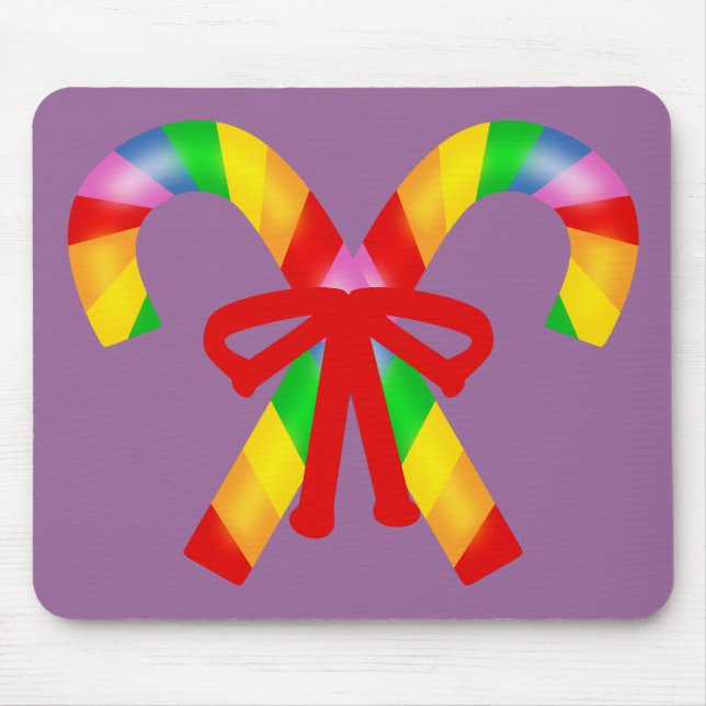 Rainbow Candy Canes Mouse Mat (Front)