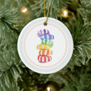 RAINBOW CANDY Ceramic Circle Ornament