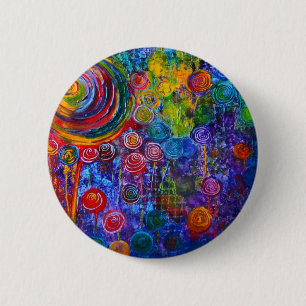 Rainbow Candy Colourful Swirls Art Design 6 Cm Round Badge