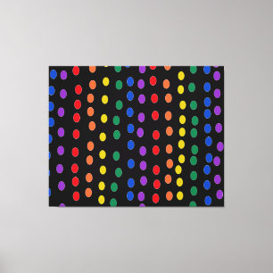Rainbow Candy Dots on Black  Canvas Print