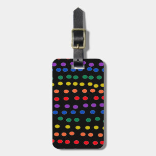 Rainbow Candy Dots on Black  Luggage Tag