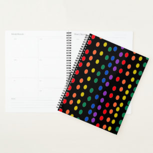 Rainbow Candy Dots on Black Planner