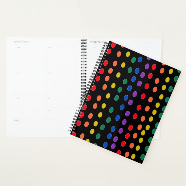 Rainbow Candy Dots on Black Planner (Display)
