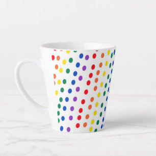 Rainbow Candy Dots on White Latte Mug