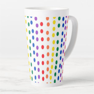 Rainbow Candy Dots on White  Latte Mug
