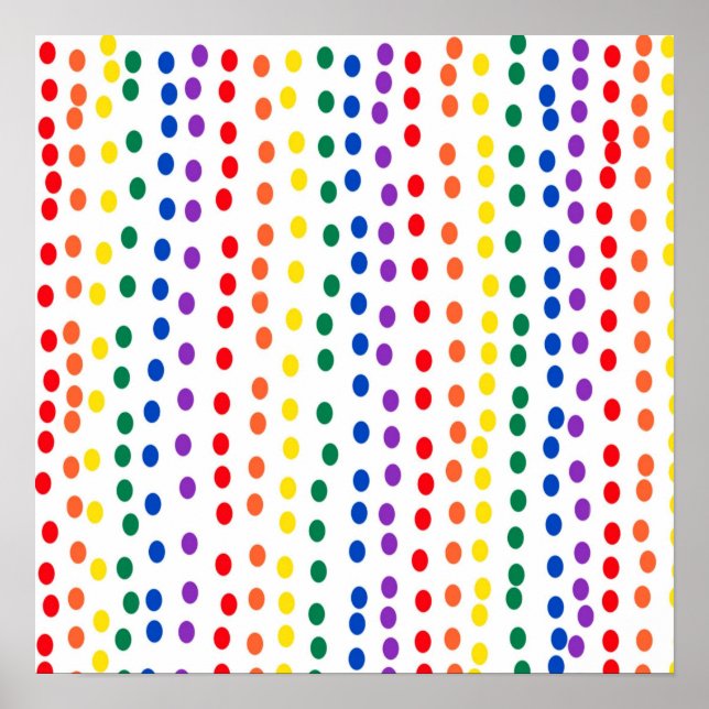 Rainbow Candy Dots on White Poster (Front)