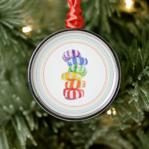 RAINBOW CANDY Premium Round Ornament