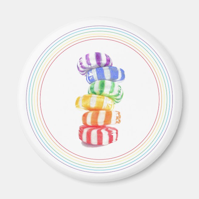 RAINBOW CANDY Round Magnet (Front)