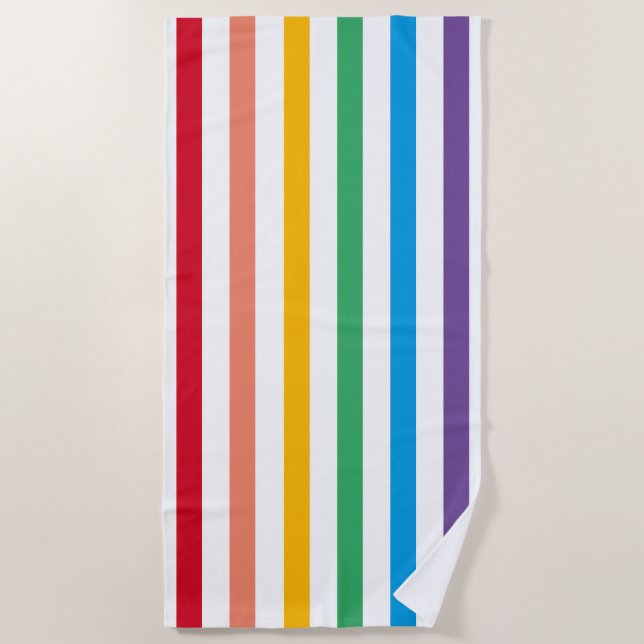 Rainbow candy striped beach towel (Front)