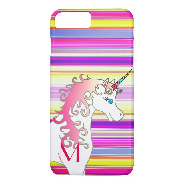 Rainbow Candy Striped Personalised Unicorn Case-Mate iPhone Case (Back)