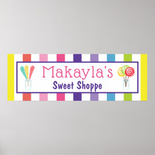 Rainbow Candy Sweet Shoppe Custom Name Birthday Poster