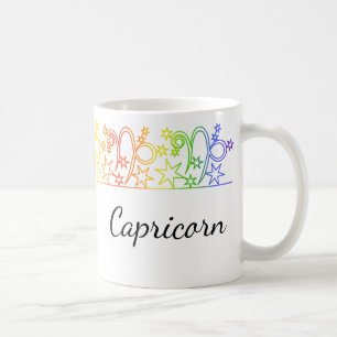Rainbow Capricorn Star Sign Personalised Mug