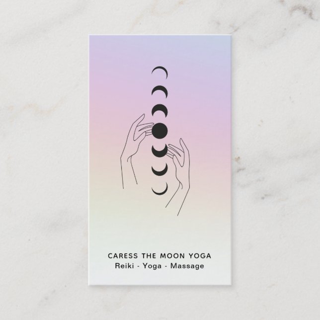 *~* Rainbow Caress The Moon Phases Celestial Hands Business Card (Front)