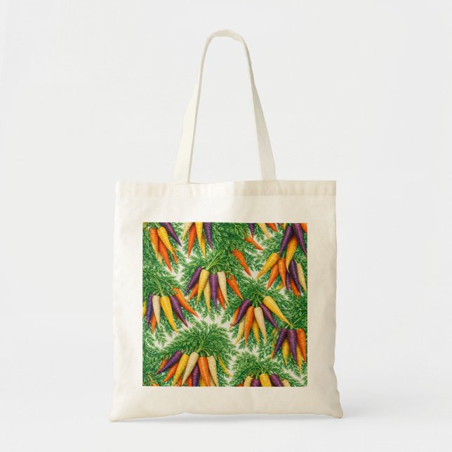 Rainbow Carrot Harvest Botanical Pattern Tote Bag (Front)