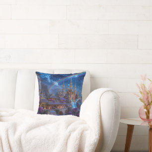 Rainbow Castle Night Throw Pillow