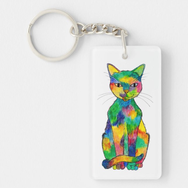 Rainbow Cat Acrylic Keychain (Front)
