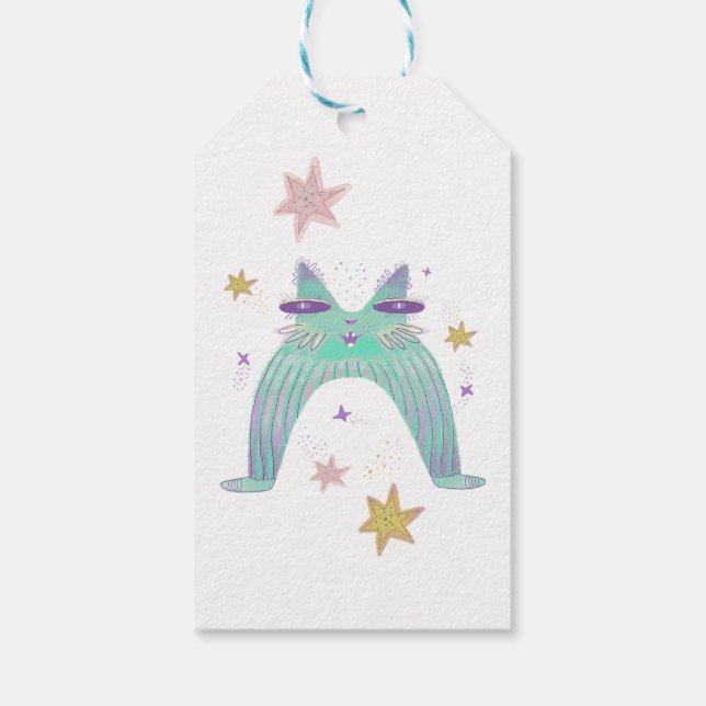 rainbow cat art gift tags (Back)