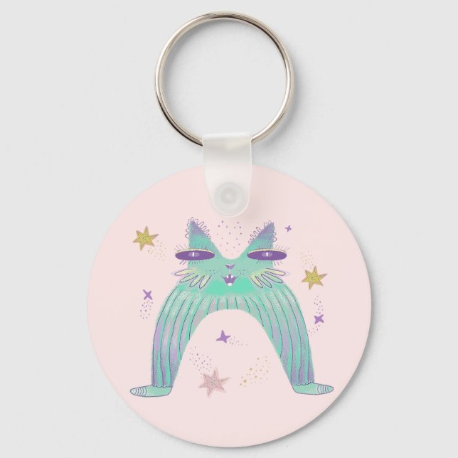 rainbow cat art  key ring (Front)