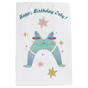 rainbow cat art medium gift bag