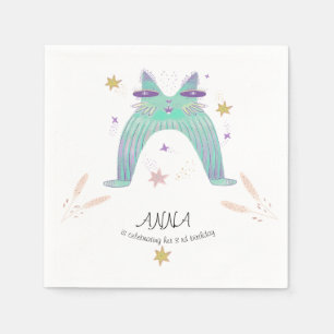 Rainbow cat birthday kids napkin
