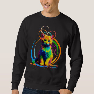 Rainbow Cat - Colourful and Fun Cat Art Sweatshirt