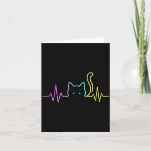 Rainbow cat heartbeat  card