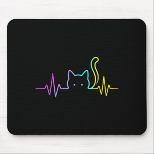 Rainbow cat heartbeat mouse mat